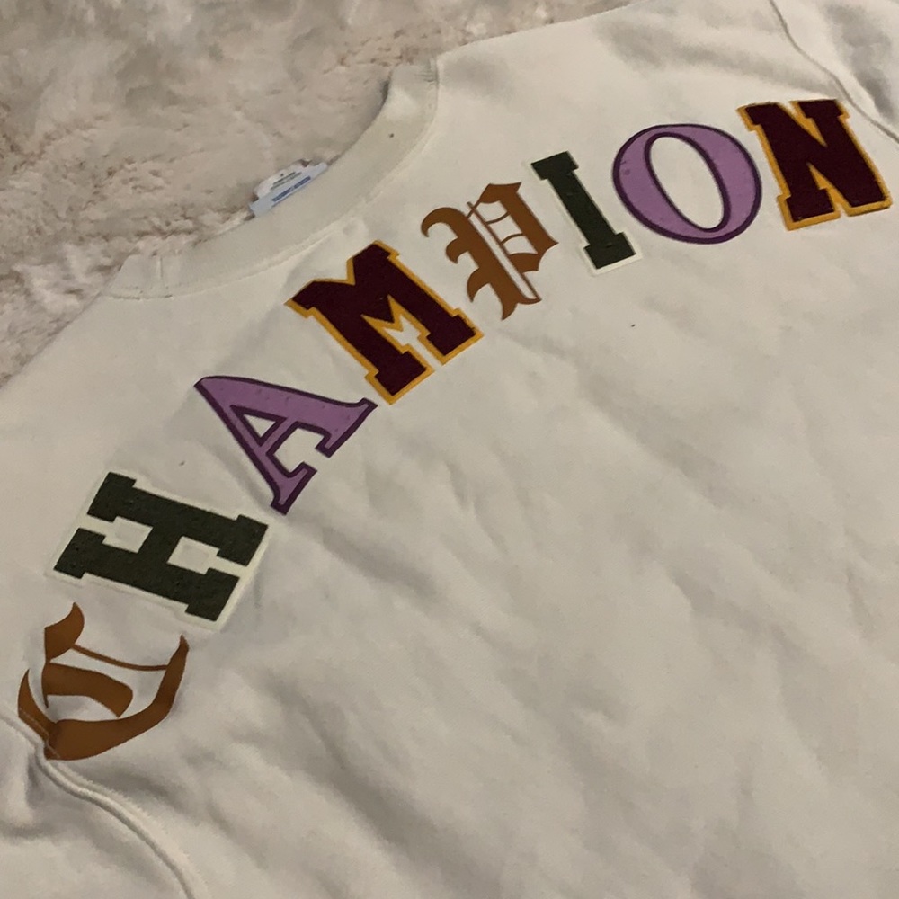 Champion-Cropped Patchwork Sweatshirt